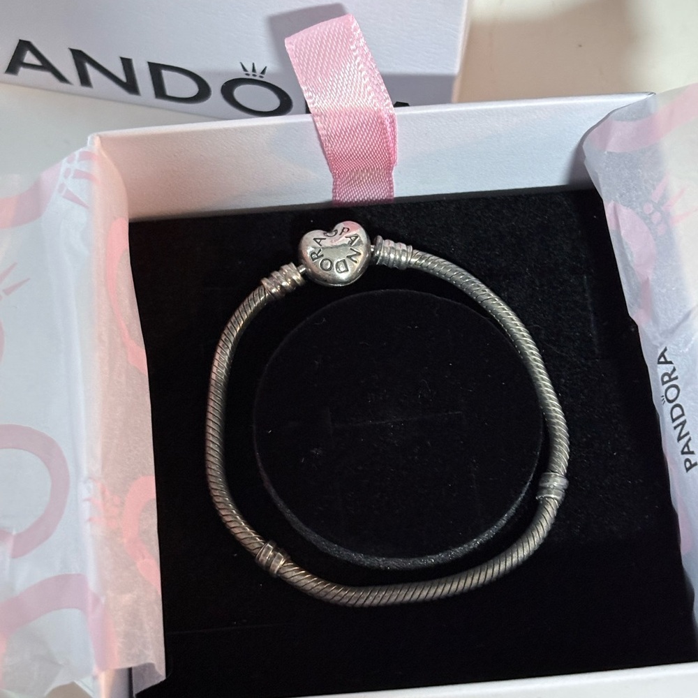 Pandora Silver Bracelet with Logo Charm